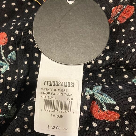 Amuse Society Black Cherry Crop Tank Top Large NWT - Picture 6 of 8